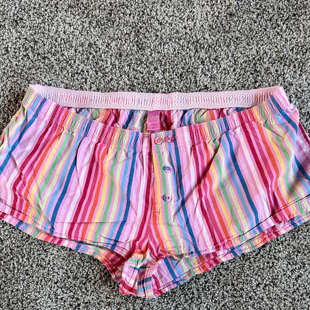 PINK Victoria's Secret Vintage Multicolor Striped Sleep Shorts